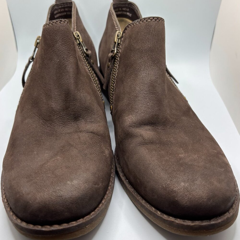 Hush Puppies Women’s Brown Leather Side-Zip Ankle Boots Size 9.5M - Picture 4 of 10